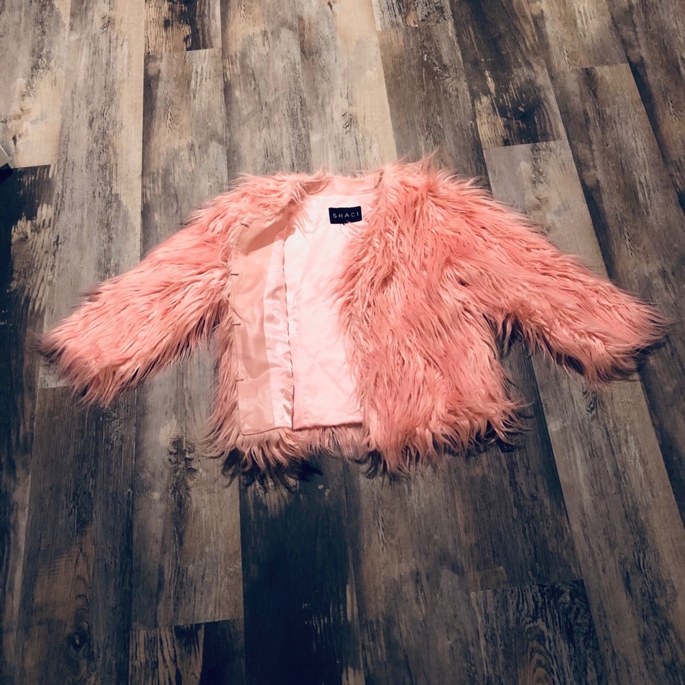 Shaci Baby Pink Faux Fur Jacket